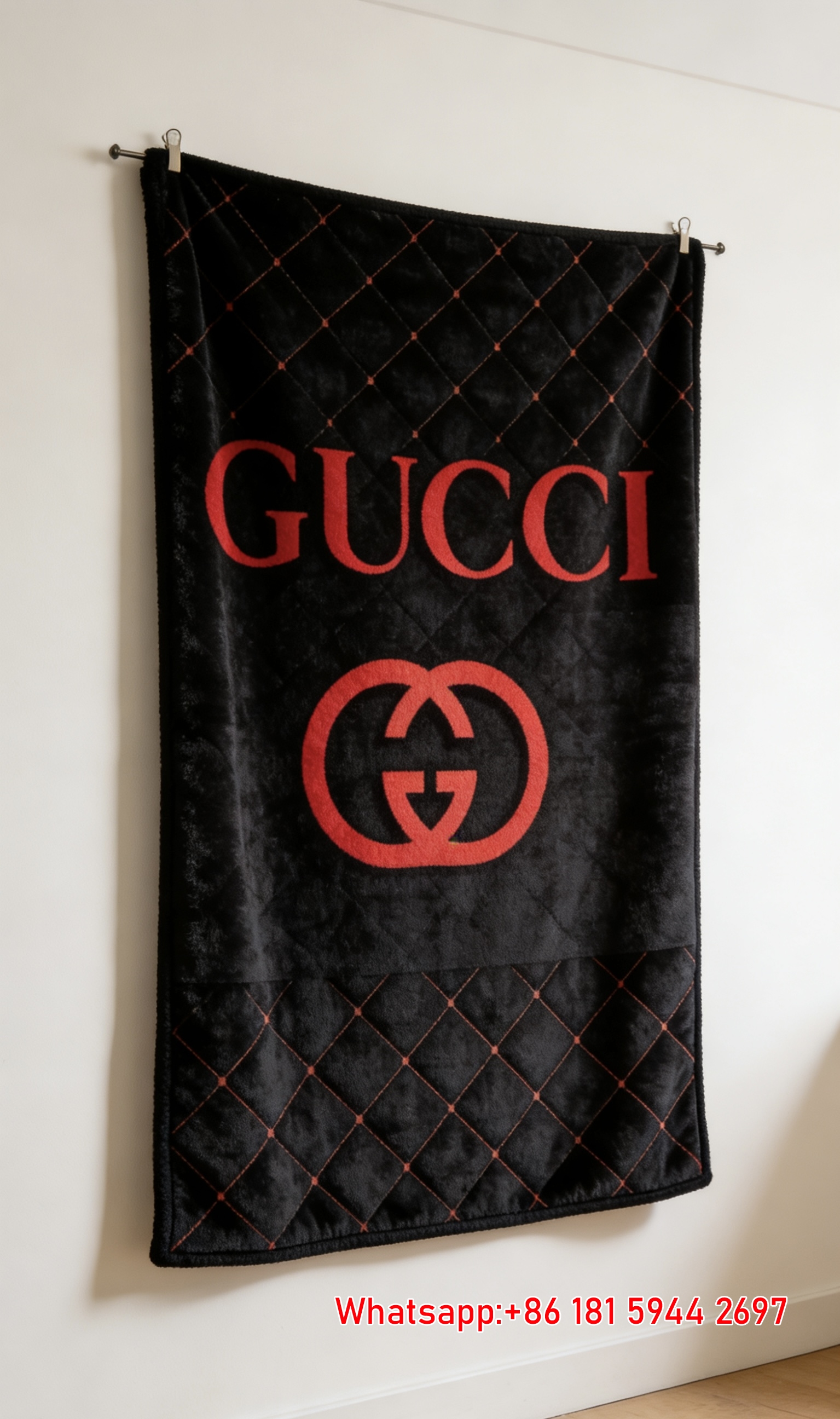 Gucci Quilted Throw Blankets Gucci Red Monogram Tapestry IMG_2866